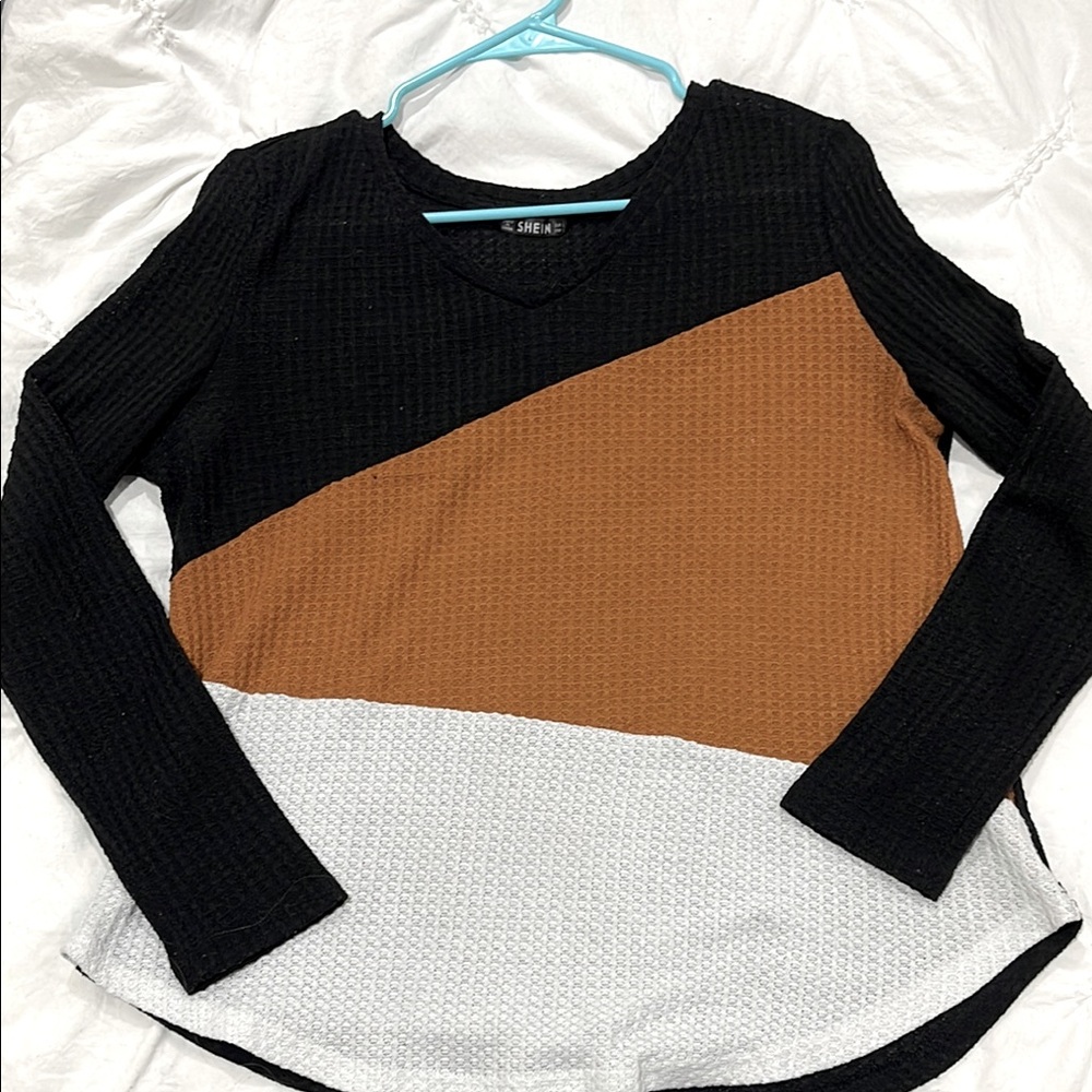 Shein Black, Brown, and White Women's Top